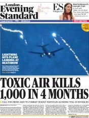 London Evening Standard (UK) Newspaper Front Page for 29 April 2016
