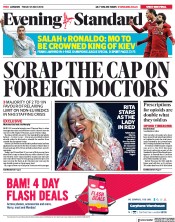 London Evening Standard (UK) Newspaper Front Page for 29 May 2018