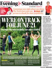 London Evening Standard (UK) Newspaper Front Page for 29 May 2021