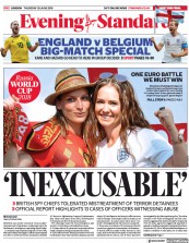 London Evening Standard (UK) Newspaper Front Page for 29 June 2018