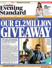 London Evening Standard Newspaper Front Page (UK) for 29 July 2011