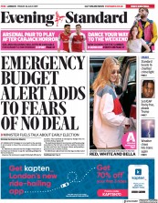 London Evening Standard (UK) Newspaper Front Page for 29 July 2019