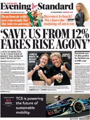 London Evening Standard (UK) Newspaper Front Page for 29 July 2022