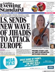 London Evening Standard (UK) Newspaper Front Page for 29 August 2016