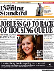 London Evening Standard (UK) Newspaper Front Page for 29 September 2011