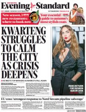 London Evening Standard front page for 29 September 2022