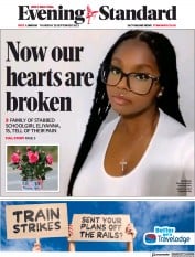London Evening Standard front page for 29 September 2023