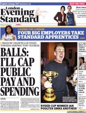 London Evening Standard Newspaper Front Page (UK) for 2 October 2012
