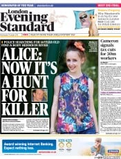 London Evening Standard (UK) Newspaper Front Page for 2 October 2014
