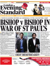 London Evening Standard Newspaper Front Page (UK) for 2 November 2011