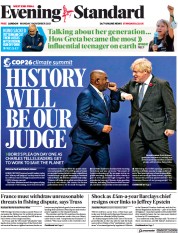 London Evening Standard (UK) Newspaper Front Page for 2 November 2021