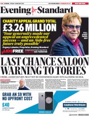 London Evening Standard (UK) Newspaper Front Page for 2 February 2019