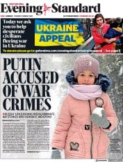 London Evening Standard (UK) Newspaper Front Page for 2 March 2022
