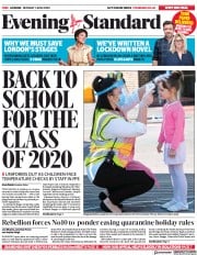 London Evening Standard (UK) Newspaper Front Page for 2 June 2020
