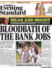 London Evening Standard Newspaper Front Page (UK) for 2 August 2011