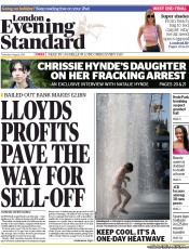 London Evening Standard (UK) Newspaper Front Page for 2 August 2013
