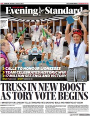 London Evening Standard (UK) Newspaper Front Page for 2 August 2022