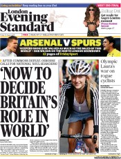 London Evening Standard (UK) Newspaper Front Page for 2 September 2013