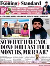 London Evening Standard (UK) Newspaper Front Page for 2 September 2021