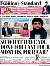 London Evening Standard (UK) Newspaper Front Page for 2 September 2021