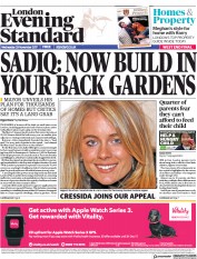 London Evening Standard (UK) Newspaper Front Page for 30 November 2017