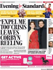 London Evening Standard (UK) Newspaper Front Page for 30 May 2019