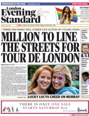 London Evening Standard (UK) Newspaper Front Page for 30 June 2014