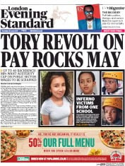 London Evening Standard (UK) Newspaper Front Page for 30 June 2017