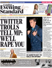 London Evening Standard Newspaper Front Page (UK) for 30 July 2013