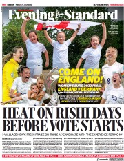 London Evening Standard (UK) Newspaper Front Page for 30 July 2022