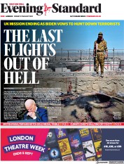 London Evening Standard (UK) Newspaper Front Page for 30 August 2021