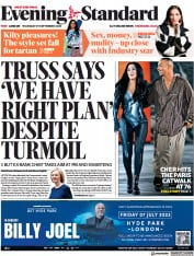 London Evening Standard front page for 30 September 2022