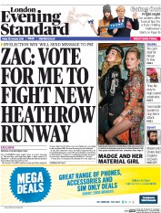 London Evening Standard (UK) Newspaper Front Page for 31 October 2016