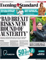 London Evening Standard (UK) Newspaper Front Page for 31 October 2018
