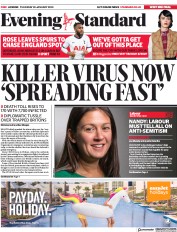 London Evening Standard (UK) Newspaper Front Page for 31 January 2020