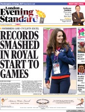 London Evening Standard (UK) Newspaper Front Page for 31 August 2012