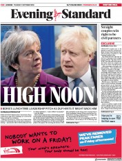 London Evening Standard (UK) Newspaper Front Page for 3 October 2018