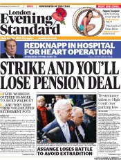 London Evening Standard (UK) Newspaper Front Page for 3 November 2011