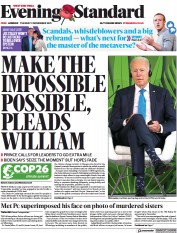 London Evening Standard (UK) Newspaper Front Page for 3 November 2021