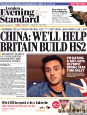 London Evening Standard Newspaper Front Page (UK) for 3 December 2013