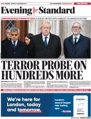 London Evening Standard (UK) Newspaper Front Page for 3 December 2019