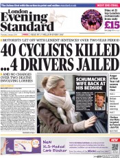 London Evening Standard Newspaper Front Page (UK) for 3 January 2014