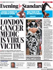London Evening Standard (UK) Newspaper Front Page for 3 March 2020