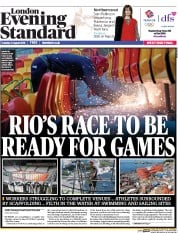 London Evening Standard (UK) Newspaper Front Page for 3 August 2016