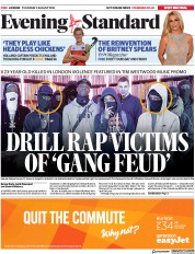 London Evening Standard (UK) Newspaper Front Page for 3 August 2018