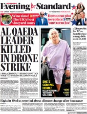London Evening Standard (UK) Newspaper Front Page for 3 August 2022