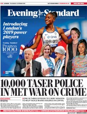 London Evening Standard (UK) Newspaper Front Page for 4 October 2019