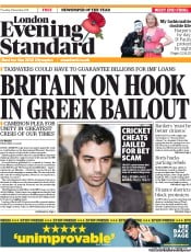 London Evening Standard (UK) Newspaper Front Page for 4 November 2011