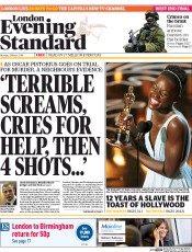 London Evening Standard (UK) Newspaper Front Page for 4 March 2014