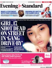 London Evening Standard (UK) Newspaper Front Page for 4 April 2018